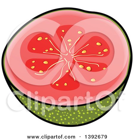 Clipart of a Halved Guava Fruit - Royalty Free Vector Illustration by Vector Tradition SM