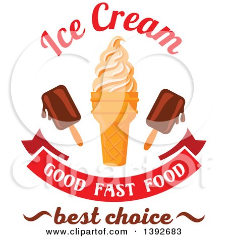 Clipart of an Ice Cream Cone with Popsicles and Text - Royalty Free Vector Illustration by Vector Tradition SM