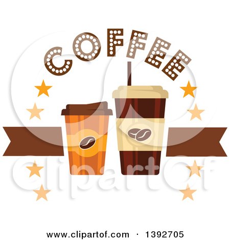 Clipart of Take Away Coffee Cups with Text - Royalty Free Vector Illustration by Vector Tradition SM