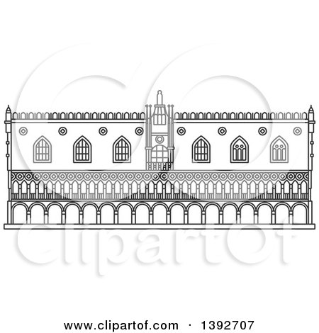 Clipart of a Gray Sketched Travel Landmark of Doges Palace - Royalty Free Vector Illustration by Vector Tradition SM