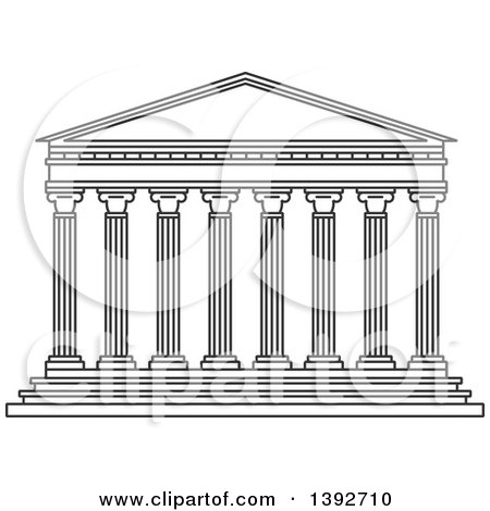 Clipart of a Gray Sketched Travel Landmark of the Parthenon - Royalty Free Vector Illustration by Vector Tradition SM