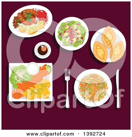 Clipart of a Table Set with Finnish Food - Royalty Free Vector Illustration by Vector Tradition SM