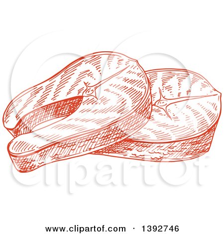 Clipart of Sketched Salmon Steaks - Royalty Free Vector Illustration by Vector Tradition SM