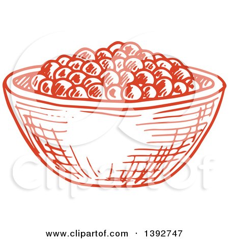 Clipart of a Sketched Bowl of Caviar - Royalty Free Vector Illustration by Vector Tradition SM