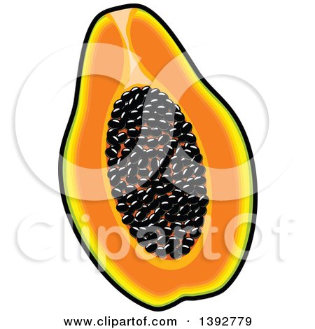 Clipart of a Halved Papaya Fruit - Royalty Free Vector Illustration by Vector Tradition SM