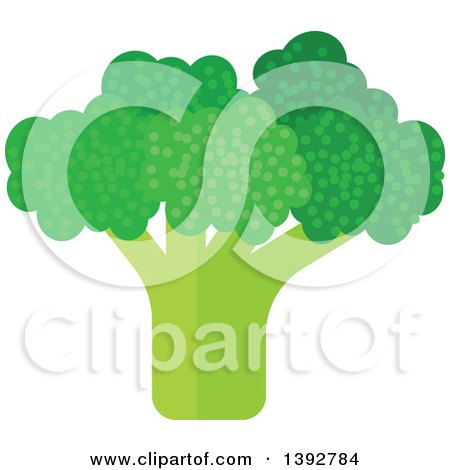 Clipart of a Flat Design Broccoli Head - Royalty Free Vector Illustration by Vector Tradition SM