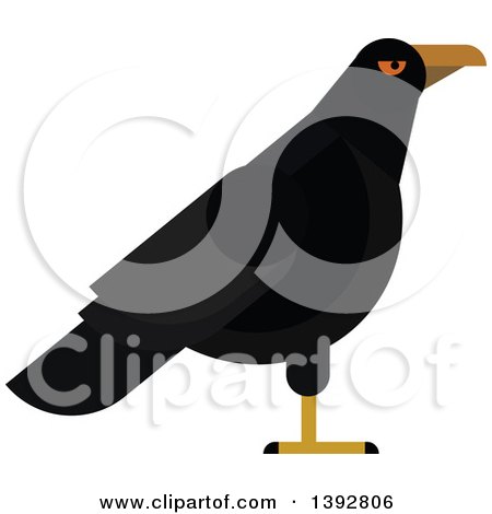 Clipart of a Flat Design Raven Bird - Royalty Free Vector Illustration by Vector Tradition SM