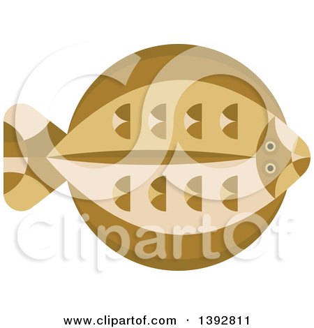 Clipart of a Flat Design Flounder Fish - Royalty Free Vector Illustration by Vector Tradition SM