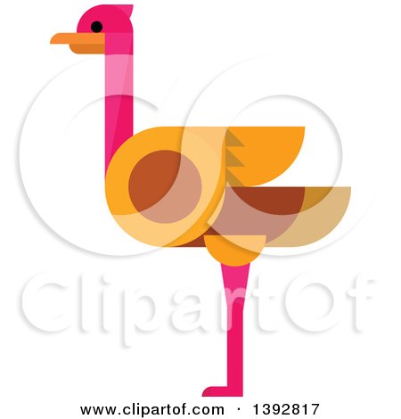 Clipart of a Flat Design Ostrich - Royalty Free Vector Illustration by Vector Tradition SM