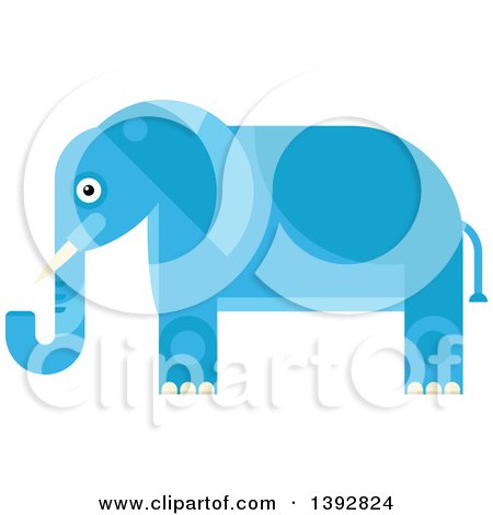 Clipart of a Flat Design Blue Elephant - Royalty Free Vector Illustration by Vector Tradition SM