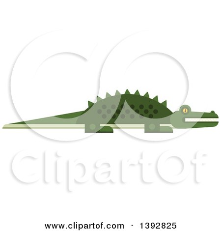 Clipart of a Flat Design Crocodile or Alligator - Royalty Free Vector Illustration by Vector Tradition SM
