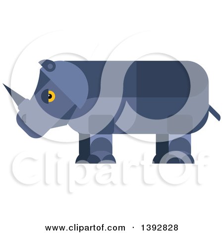 Clipart of a Flat Design Rhinoceros - Royalty Free Vector Illustration by Vector Tradition SM