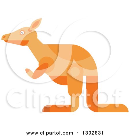 Clipart of a Flat Design Kangaroo - Royalty Free Vector Illustration by Vector Tradition SM
