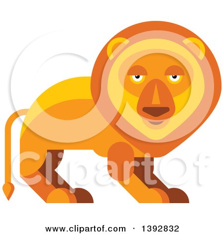 Clipart of a Flat Design Male Lion - Royalty Free Vector Illustration by Vector Tradition SM
