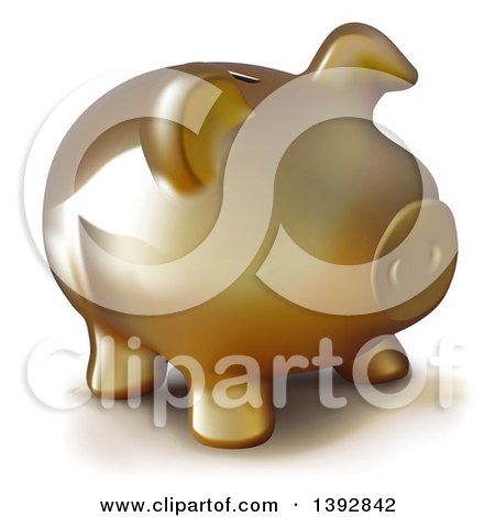 Clipart of a 3d Golden Piggy Bank - Royalty Free Vector Illustration by dero