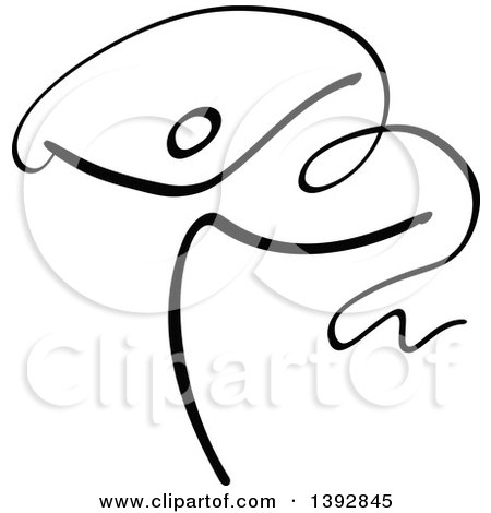 Clipart of a Black and White Olympic Gymnast Stick Athlete Ribbon Dancer - Royalty Free Vector Illustration by Zooco