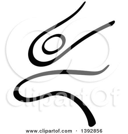 Clipart of a Black and White Olympic Track and Field Stick Man Athlete Long Jumping - Royalty Free Vector Illustration by Zooco