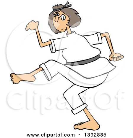 Clipart of a Cartoon Caucasian Martial Artist Karate Woman - Royalty Free Vector Illustration by djart