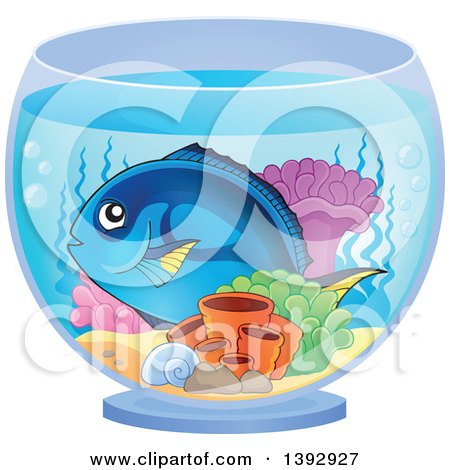Clipart of a Hippo Blue Tang Marine Fish in a Bowl - Royalty Free Vector Illustration by visekart