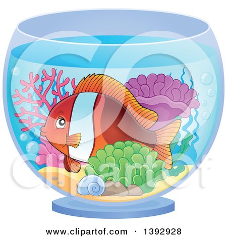 Clipart of a Clownfish Marine Fish in a Bowl - Royalty Free Vector Illustration by visekart