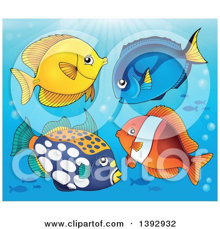 Clipart of a Group of Marine Fish - Royalty Free Vector Illustration by visekart