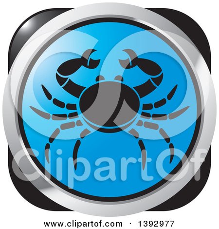 Clipart of a Black Silver and Blue Crab Cancer Horoscope Astrology Icon - Royalty Free Vector Illustration by Lal Perera