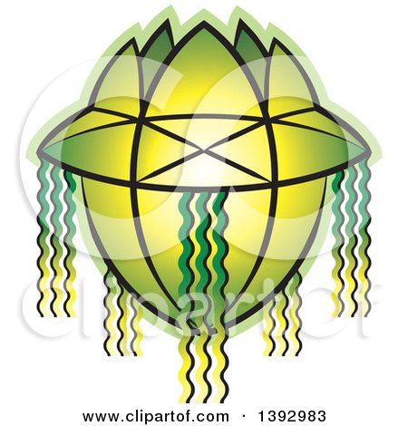 Clipart of a Green Vesak Lantern - Royalty Free Vector Illustration by Lal Perera