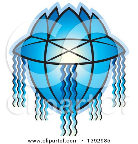 Clipart of a Blue Vesak Lantern - Royalty Free Vector Illustration by Lal Perera