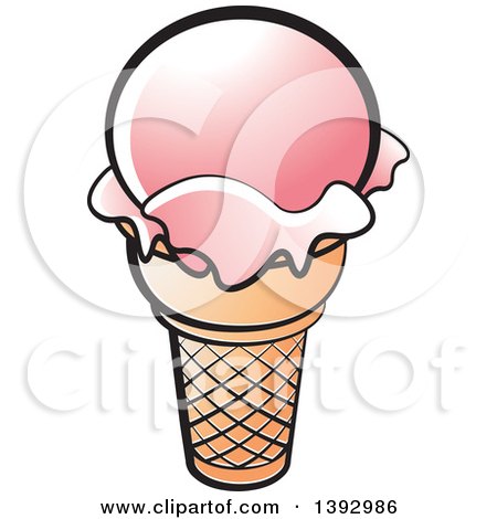 Clipart of a Strawberry Ice Cream Cone - Royalty Free Vector Illustration by Lal Perera