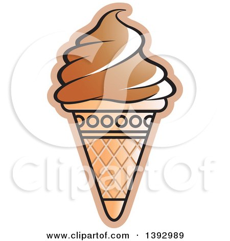Clipart of a Chocolate Waffle Ice Cream Cone - Royalty Free Vector Illustration by Lal Perera