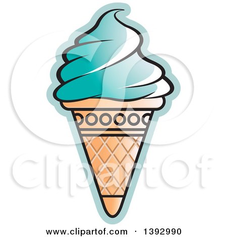 Clipart of a Blue Waffle Ice Cream Cone - Royalty Free Vector Illustration by Lal Perera