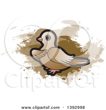 Clipart of a Dove over Brown Paint Strokes - Royalty Free Vector Illustration by Lal Perera