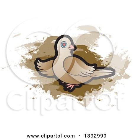 Clipart of a Dove over Brown Paint Strokes - Royalty Free Vector Illustration by Lal Perera