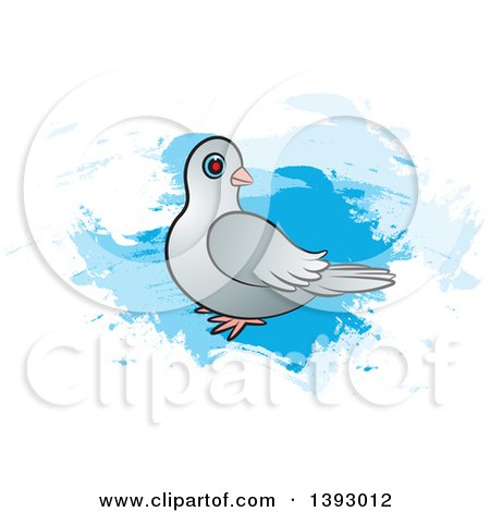 Clipart of a Dove over Blue Paint Strokes - Royalty Free Vector Illustration by Lal Perera