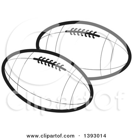 Clipart of Black and White Rugby Footballs - Royalty Free Vector Illustration by Lal Perera