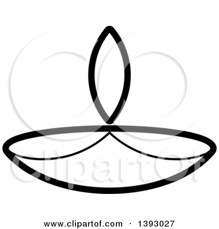 Clipart of a Black and White Lit Oil Lamp - Royalty Free Vector Illustration by Lal Perera