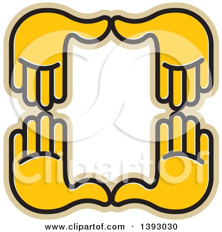 Clipart of a Group of Four Yellow Hands Making a Frame - Royalty Free Vector Illustration by Lal Perera