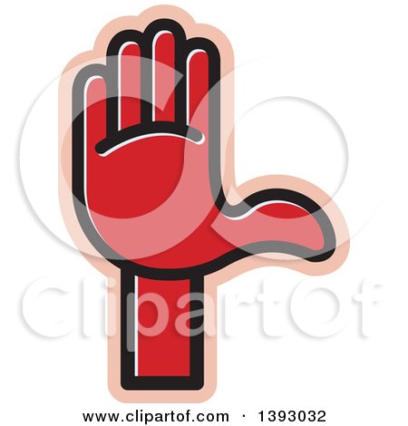 Clipart of a Red Hand - Royalty Free Vector Illustration by Lal Perera