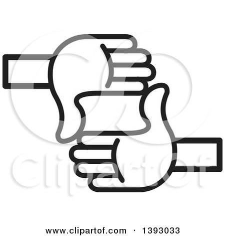 Clipart of a Black and White Hands Forming a Rectangle - Royalty Free Vector Illustration by Lal Perera