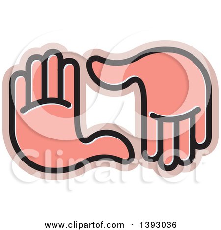 Clipart of a Pair of Pink Hands Framing - Royalty Free Vector Illustration by Lal Perera