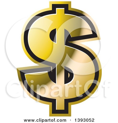 Clipart of a Gold Dollar Currency Symbol - Royalty Free Vector Illustration by Lal Perera