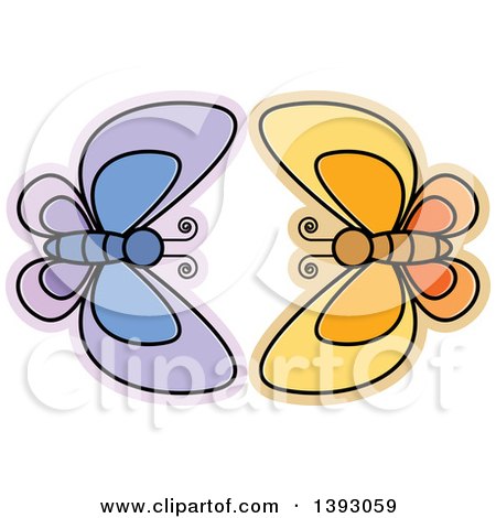 Clipart of Purple and Orange Butterflies - Royalty Free Vector Illustration by Lal Perera