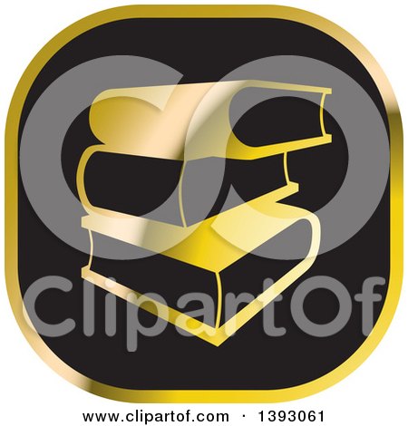Clipart of a Black and Gold Book Icon - Royalty Free Vector Illustration by Lal Perera