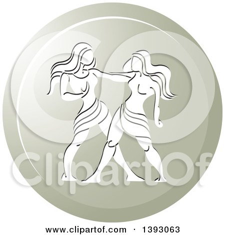 Clipart of a Round Gradient Gemini Horoscope Astrology Icon - Royalty Free Vector Illustration by Lal Perera