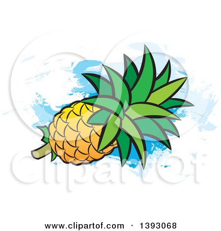 Clipart of a Pineapple Oer Paint Strokes - Royalty Free Vector Illustration by Lal Perera