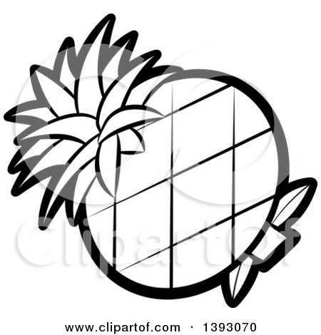Clipart of a Black and White Lineart Pineapple - Royalty Free Vector Illustration by Lal Perera