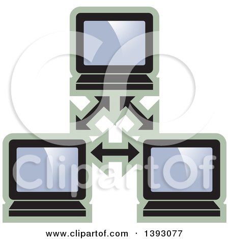 Clipart of a Computer Network Icon - Royalty Free Vector Illustration by Lal Perera