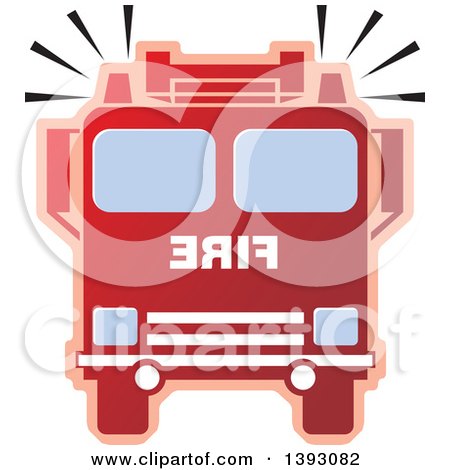 Clipart of a Red Fire Truck - Royalty Free Vector Illustration by Lal Perera