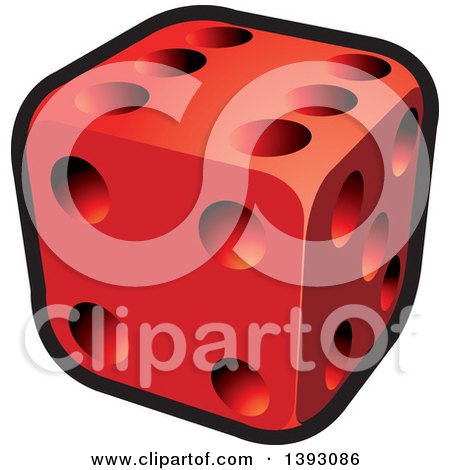 Clipart of a Red Dice - Royalty Free Vector Illustration by Lal Perera