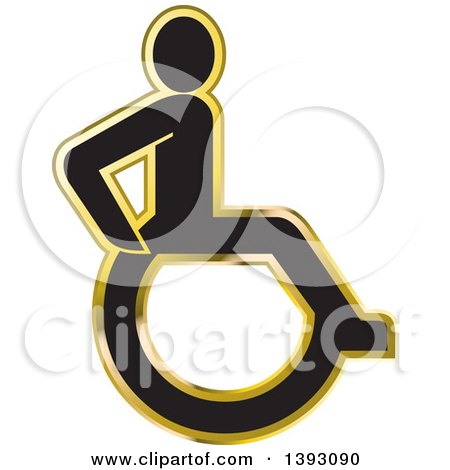 Clipart of a Gold and Silver Wheelchair Icon - Royalty Free Vector Illustration by Lal Perera